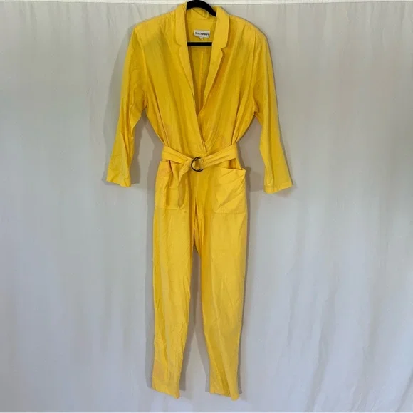 E.Z. Spirit Vintage 80s Yellow Belted Jumpsuit - Picture 4 of 11